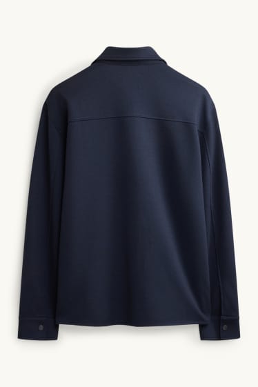 Men - Shirt jacket - relaxed fit - kent collar - dark blue