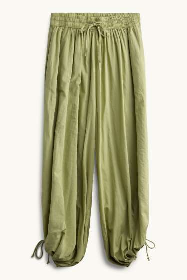 Damen - Haremshose - Mid Waist - Balloon Leg - grün
