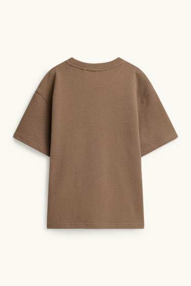 Kinder Buben - Kurzarmshirt - strukturiert - braun