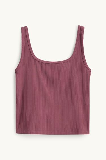 Dames - Top - ribstof - rood