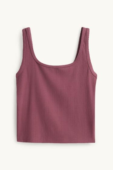 Dames - Top - ribstof - rood