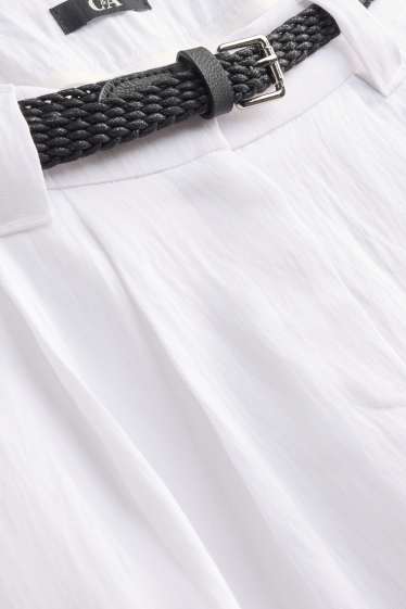 Donna - Bermuda con cintura - vita alta - bianco