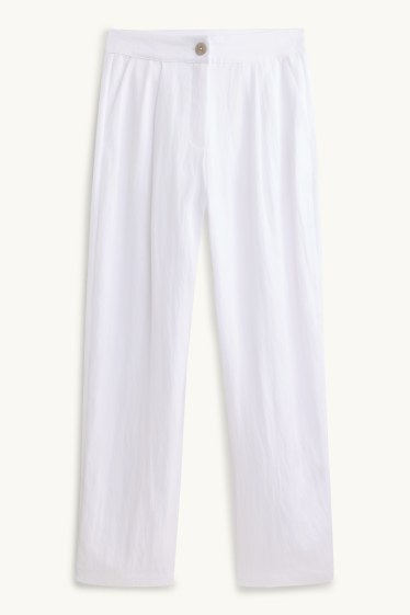 Dames - Pantalon - high waist - balloon leg - wit