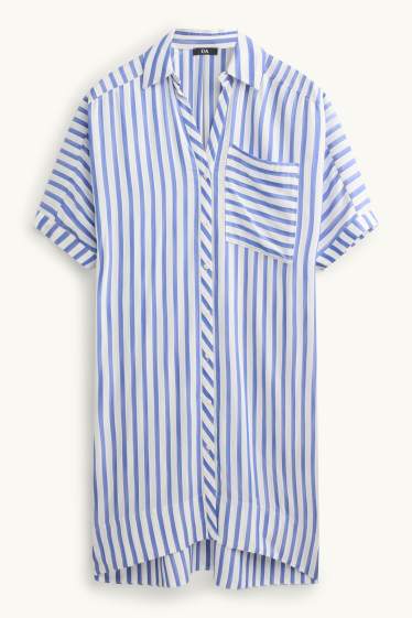 Damen - Blusenkleid - Straight Fit - gestreift - blau / weiß