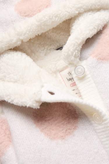 Baby Girls - Little apple - baby cardigan with hood - lined - rose / beige