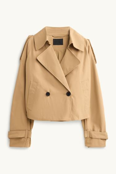 Damen - Crop Trenchcoat - hellbraun