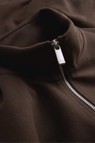Herren - Sweatjacke - gerippt - dunkelbraun