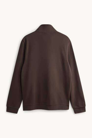 Herren - Sweatjacke - gerippt - dunkelbraun