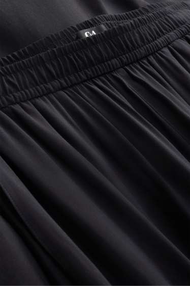 Damen - Crop Stoffhose - High Waist - Wide Leg - schwarz