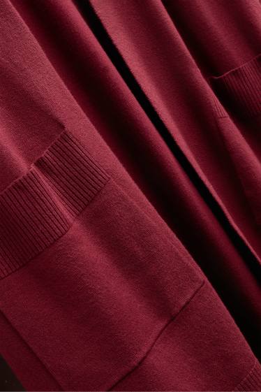Damen - Lange Strickjacke - bordeaux
