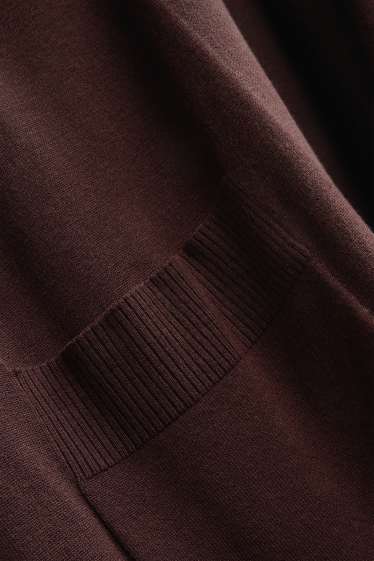 Damen - Lange Strickjacke - dunkelbraun