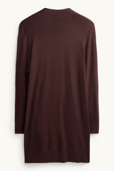 Damen - Lange Strickjacke - dunkelbraun