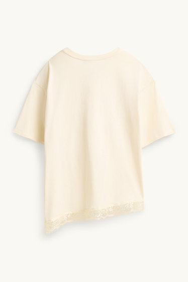 Dames - T-shirt - regular fit - crème wit