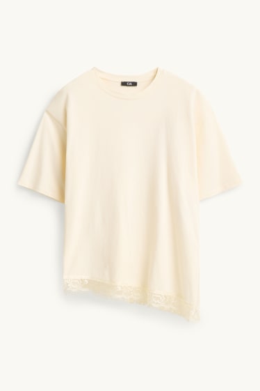 Dames - T-shirt - regular fit - crème wit