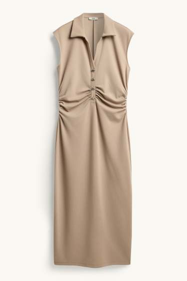 Femmes - Robe Bodycon - finition texturée - marron clair