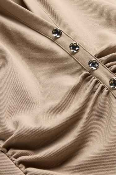 Femmes - Robe Bodycon - finition texturée - marron clair