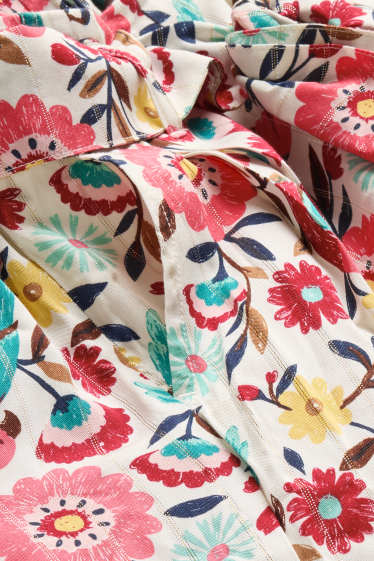 Copii - Fete - Floare - pantaloni de stofă - aspect lucios - roz