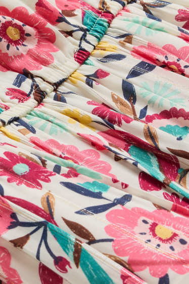 Children Girls - Floral - dress - shiny - pink