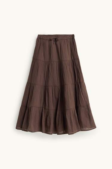 Bambine - Gonna - a righe - marrone