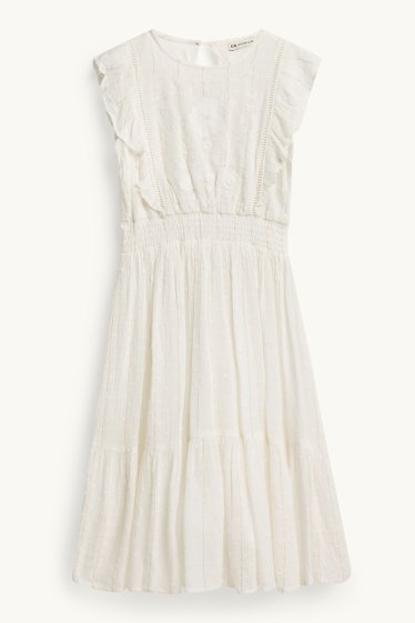 Children Girls - Dress - shiny - white