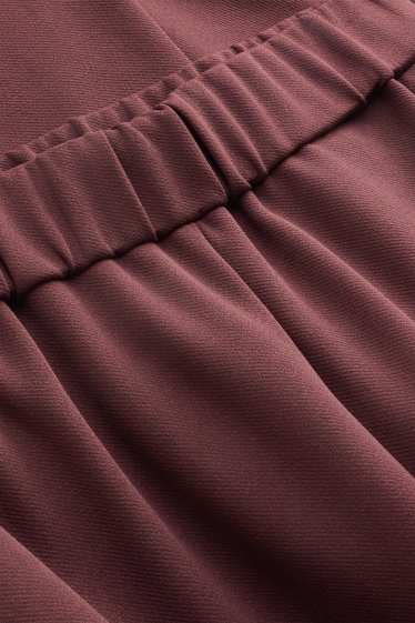 Femei - Pantaloni office - talie medie - wide leg - bordo