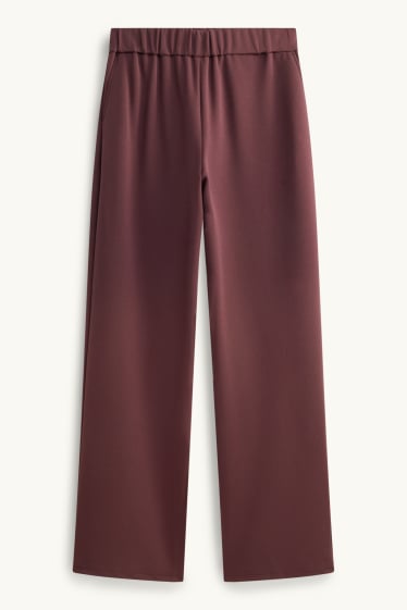 Femei - Pantaloni office - talie medie - wide leg - bordo