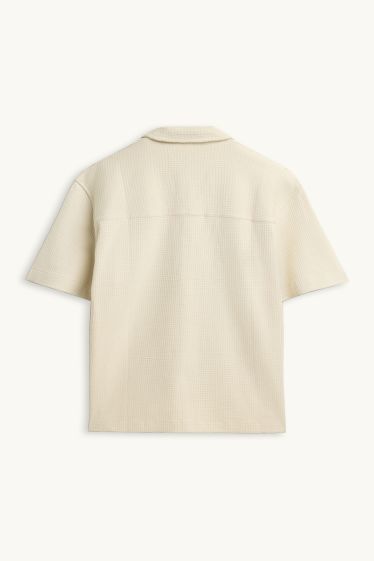 Hommes - Chemise - relaxed fit - col à revers - finition texturée - crème