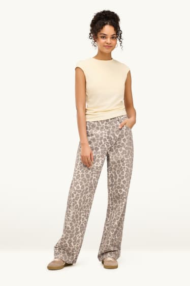Femmes - Baggy jean - mid waist - imprimé léopard - beige