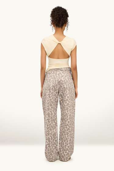 Femmes - Baggy jean - mid waist - imprimé léopard - beige