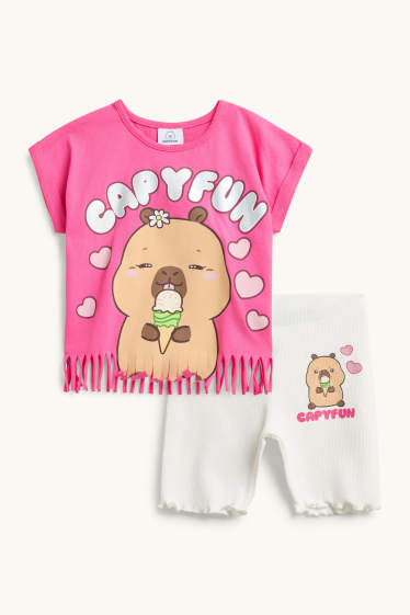 Children Girls - Outfit - white / pink
