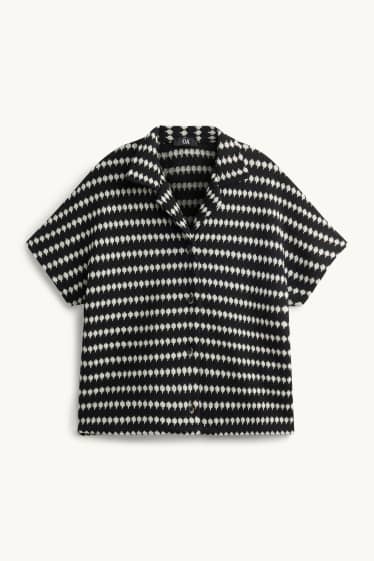 Damen - Strickjacke - gestreift - schwarz / weiß