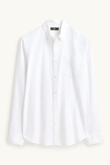 Uomo - Camicia - regular fit - button down - bianco