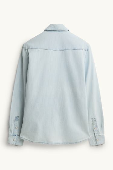 Hommes - Chemise en jean - regular fit - col kent - jean bleu clair