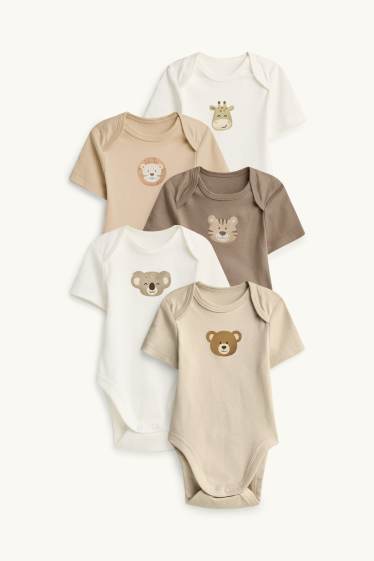 Unisex - Multipack 5er - Tiere - Baby-Body - weiß / grün