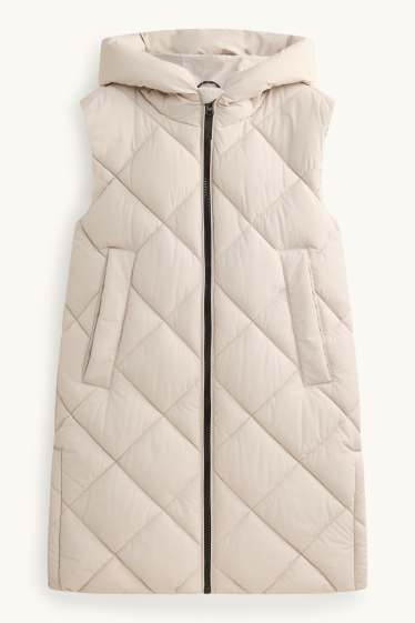 Children Girls - Quilted gilet with hood - water-repellent - cremewhite