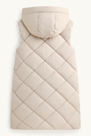 Children Girls - Quilted gilet with hood - water-repellent - cremewhite