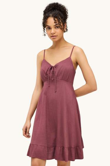 Damen - Empirekleid - dunkelrosa