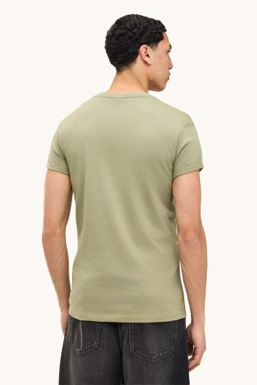 Pánské - Tričko - slim fit - khaki