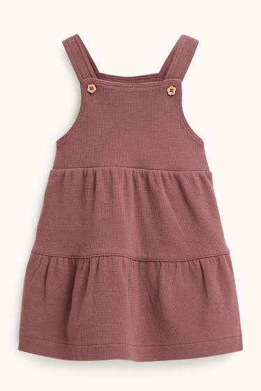 Baby Mädchen - Blümchen - Baby-Outfit - 2 teilig - strukturiert - braun / cremeweiss