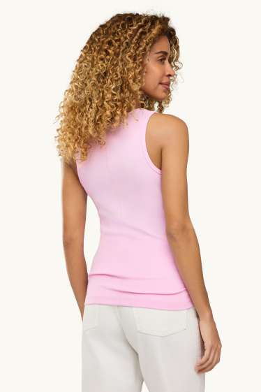 Damen - Top - gerippt - rosa