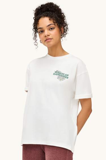 Dames - T-shirt - oversized - wit