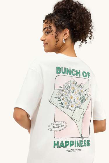 Dames - T-shirt - oversized - wit