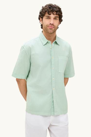 Pánské - Košile - relaxed fit - kent - světle zelená