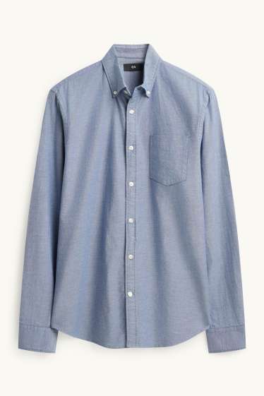 Hommes - Chemise - regular fit - col button-down - bleu