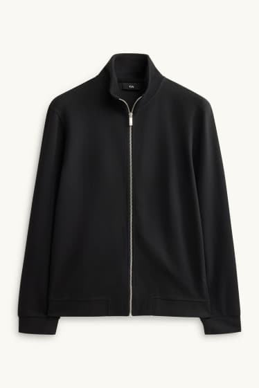 Herren - Sweatjacke - gerippt - schwarz