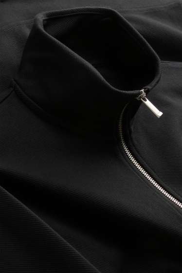 Herren - Sweatjacke - gerippt - schwarz
