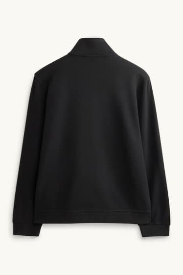 Herren - Sweatjacke - gerippt - schwarz