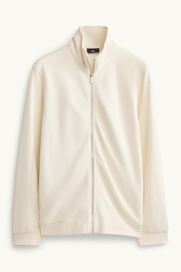 Herren - Sweatjacke - gerippt - cremeweiß