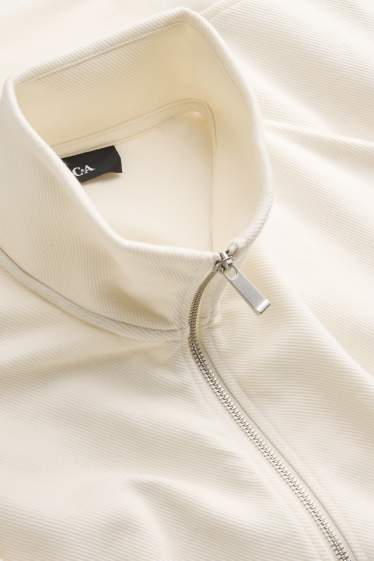 Herren - Sweatjacke - gerippt - cremeweiß