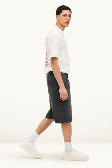 Men - Denim Bermuda shorts - black